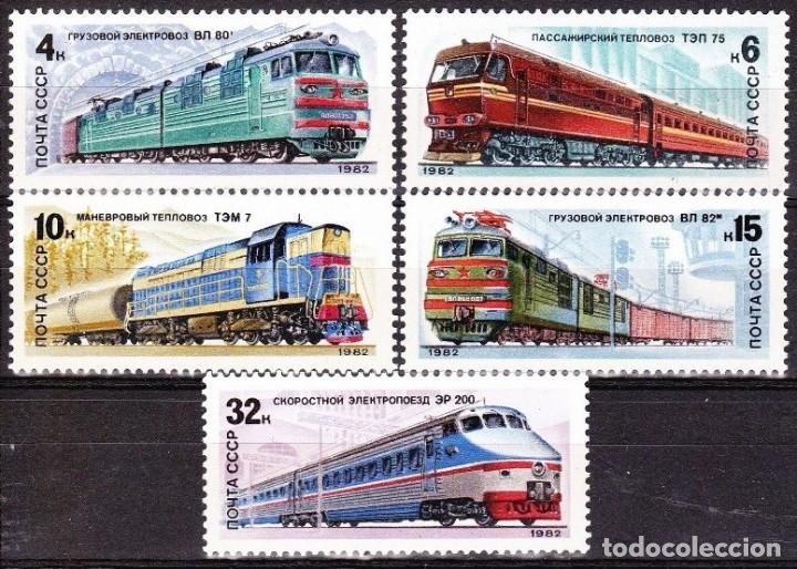 Timbres: &iexcl;&iexcl;OCASI&Oacute;N!! RUSIA URSS 1982 RESTO COLECCI&Oacute;N MNH**Locomotoras. 5175-5179
