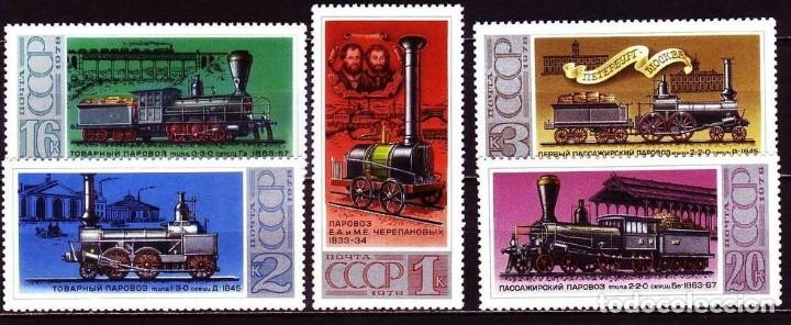 Timbres: &iexcl;&iexcl;OCASI&Oacute;N!! RUSIA URSS 1978 RESTO COLECCI&Oacute;N MNH** Historia de las locomotoras rusas. 4715-4719