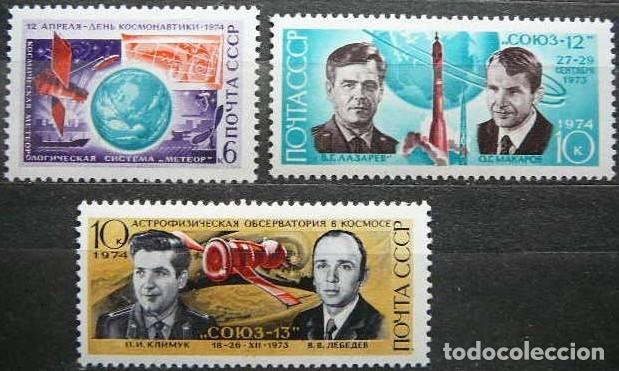Briefmarken: &iexcl;&iexcl;OCASI&Oacute;N!! RUSIA URSS 1974 RESTO COLECCI&Oacute;N MNH**D&iacute;a de la Cosmon&aacute;utica. 4216-4218