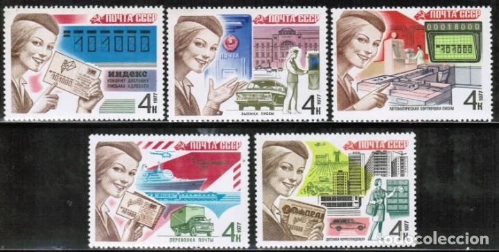 Timbres: &iexcl;&iexcl;OCASI&Oacute;N!! RUSIA URSS 1977 MNH**Comunicaciones Postales. 4671-4675