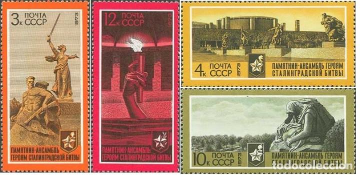 Selos: &iexcl;&iexcl;OCASI&Oacute;N!! RUSIA URSS 1973 MNH** 30 Aniversario de la Victoria de Stalingrado. 4088-4091