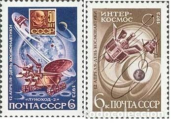Selos: &iexcl;&iexcl;OCASI&Oacute;N!! RUSIA URSS 1973 MNH** D&iacute;a de la Cosmon&aacute;utica. 4107-4108