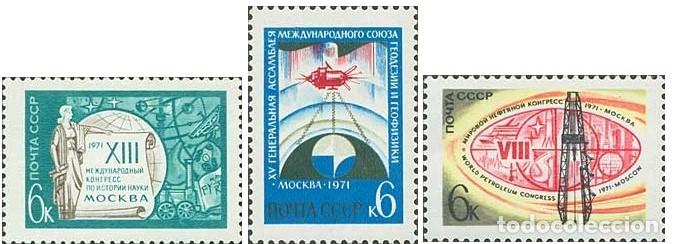 Briefmarken: &iexcl;&iexcl;OCASI&Oacute;N!! RUSIA URSS 1971 MNH** Congresos Internacionales en Mosc&uacute;. 3884-3886