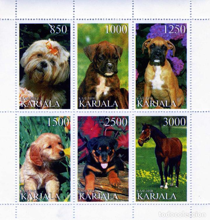 Sellos: KARJALA 1997 SHEET MNH DOGS CHIENS PERROS HUNDEN CANI CAES CABALLOS HORSES