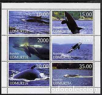 Sellos: UDMURTIA 1998 SHEET MNH FAUNA MAMIFEROS WHALES BALLENAS ORCAS ORQUES WALEN BALEINES MARINE LIFE