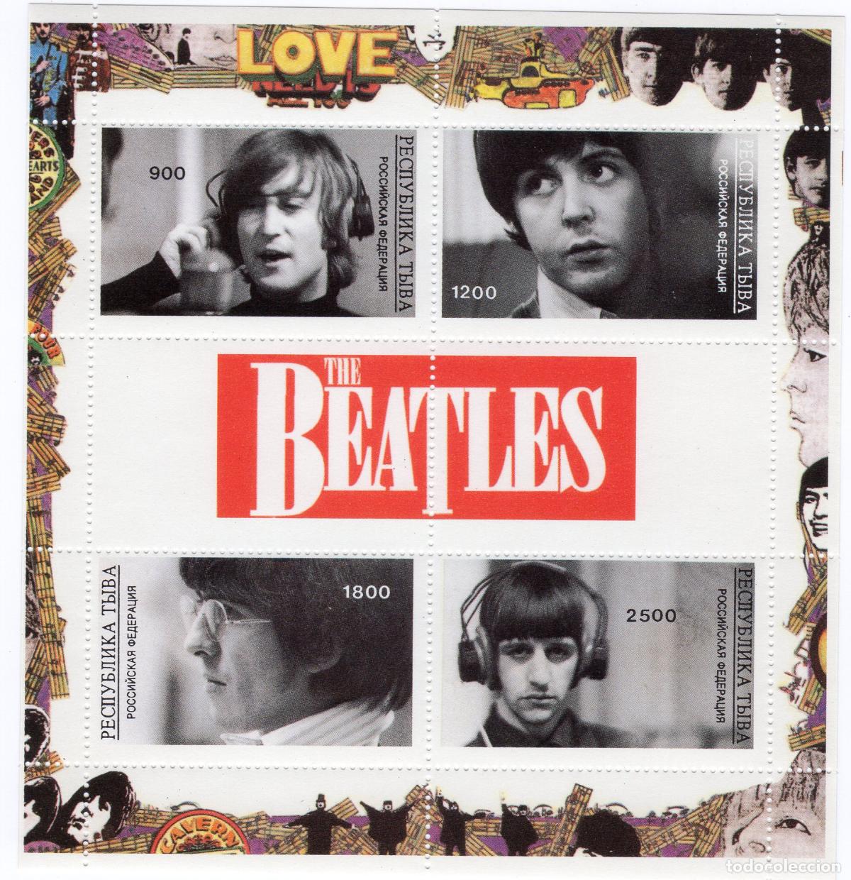Sellos: TUVA TOUVA 1996 SHEET MNH THE BEATLES CANTANTES MUSICA SINGERS MUSIC