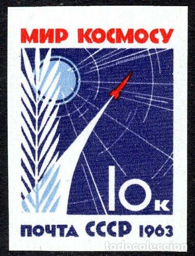 Sellos: URSS 1963 Sol y cohete: mundo en el espacio Espacio MNH - Foto 1