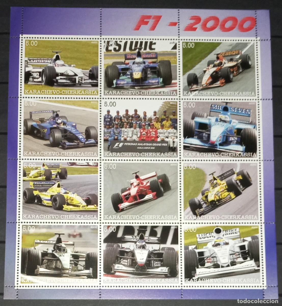 Selos: KARACHAY CHERKESSIA 2000 SHEET MNH FORMULA 1 FORMULE 1 F1 DEPORTES SPORTS