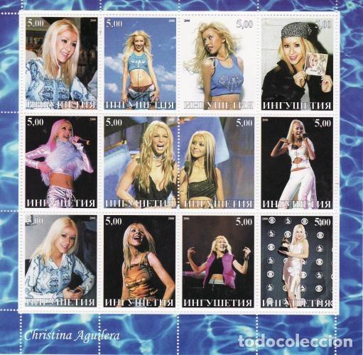 Selos: INGUSHETIA 2000 SHEET MNH CHRISTINA AGUILERA CANTANTES MUSICA SINGERS MUSIC