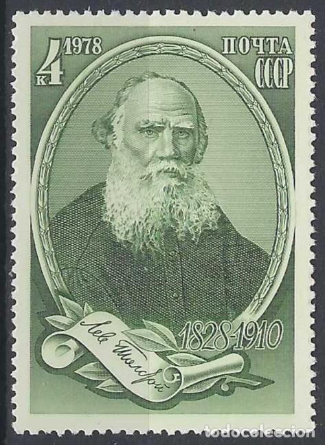 Sellos: UNI&Oacute;N SOVI&Eacute;TICA 1978 - 150&ordm; ANIV. DEL NACIMIENTO DE LEON TOLSTOI - MNH**