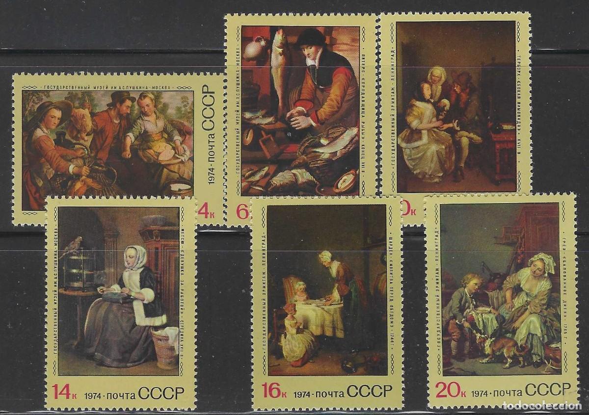 Sellos: UNI&Oacute;N SOVI&Eacute;TICA 1974 - PINTURA EXTRANJERA EN LOS MUSEOS SOVI&Eacute;TICOS, S.COMPLETA - MNH**