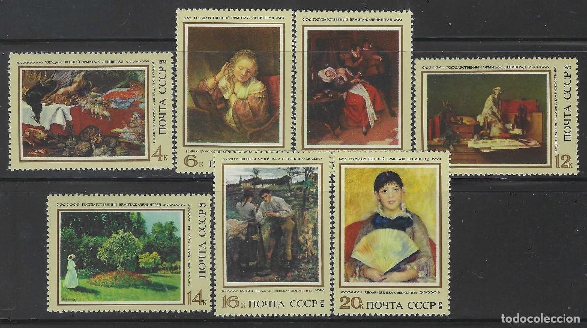 Sellos: UNI&Oacute;N SOVI&Eacute;TICA 1973 - PINTURA EXTRANJERA EN LOS MUSEOS SOVI&Eacute;TICOS, S.COMPLETA - MNH**