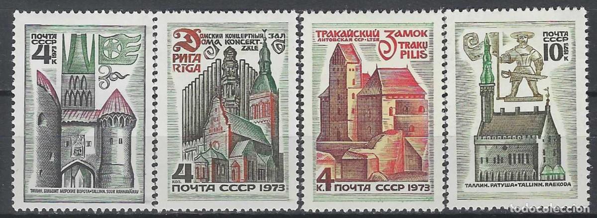Sellos: UNI&Oacute;N SOVI&Eacute;TICA 1973 - EDIFICACIONES HIST&Oacute;RICAS DEL B&Aacute;LTICO, S.COMPLETA - MNH** - Foto 1