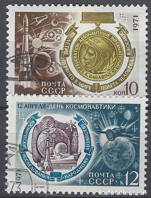 Sellos: UNI&Oacute;N SOVI&Eacute;TICA 1971 - D&Iacute;A DE LA COSMON&Aacute;UTICA, S.COMPLETA - USADOS