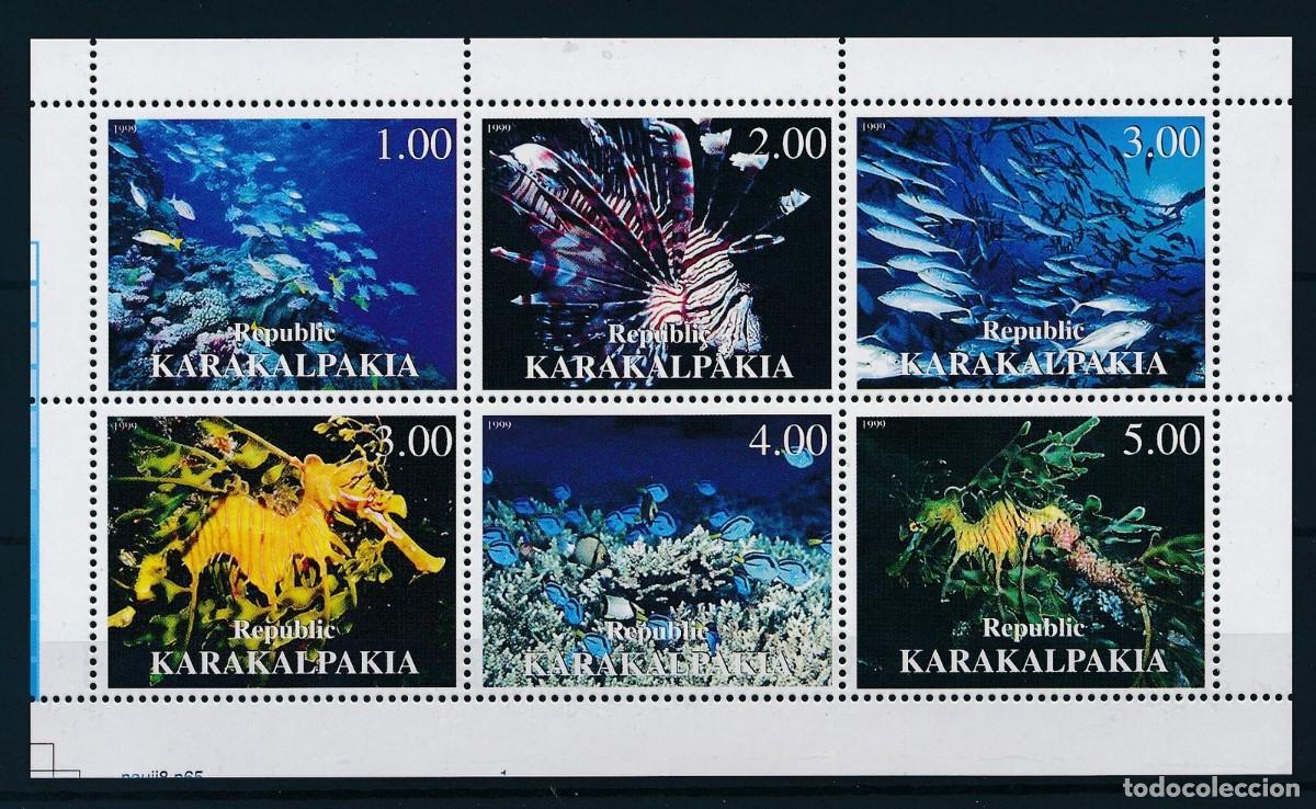 Sellos: KARAKALPAKIA 1999 SHEET MNH FAUNA MARINA FISHES PECES POISSONS CABALLITOS DE MAR SEAHORSES