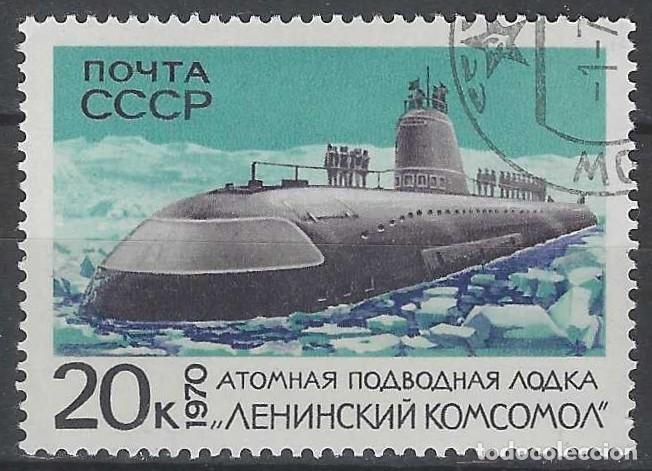 Sellos: UNI&Oacute;N SOVI&Eacute;TICA 1970 - BARCOS, SUBMARINO NUCLEAR &rdquo;LENINSKY KOMSOMOL&rdquo; - USADO