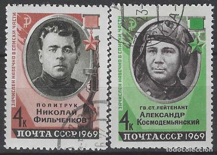 Sellos: UNI&Oacute;N SOVI&Eacute;TICA 1969 - H&Eacute;ROES DE LA 2&ordf; GUERRA MUNDIAL, S.COMPLETA - USADOS