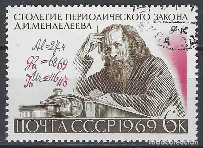 Sellos: UNI&Oacute;N SOVI&Eacute;TICA 1969 - CENTENARIO DEL NACIMIENTO DE D.I. MENDELEEV - USADO