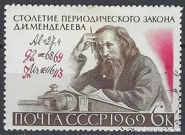 Sellos: UNI&Oacute;N SOVI&Eacute;TICA 1969 - CENTENARIO DEL NACIMIENTO DE D.I. MENDELEEV - USADO