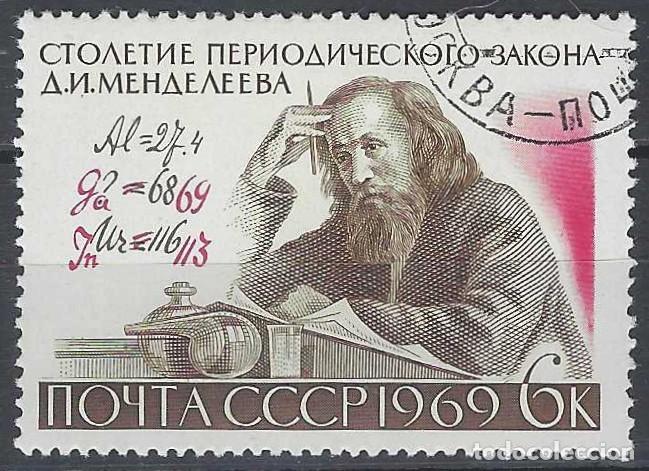 Sellos: UNI&Oacute;N SOVI&Eacute;TICA 1969 - CENTENARIO DEL NACIMIENTO DE D.I. MENDELEEV - USADO