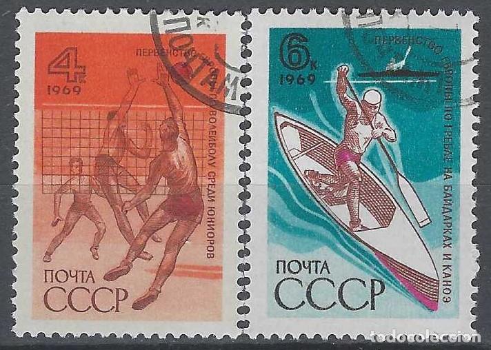 Sellos: UNI&Oacute;N SOVI&Eacute;TICA 1969 - ACONTECIMIENTOS DEPORTIVOS INTERNACIONAJES, S.COMPLETA - USADOS