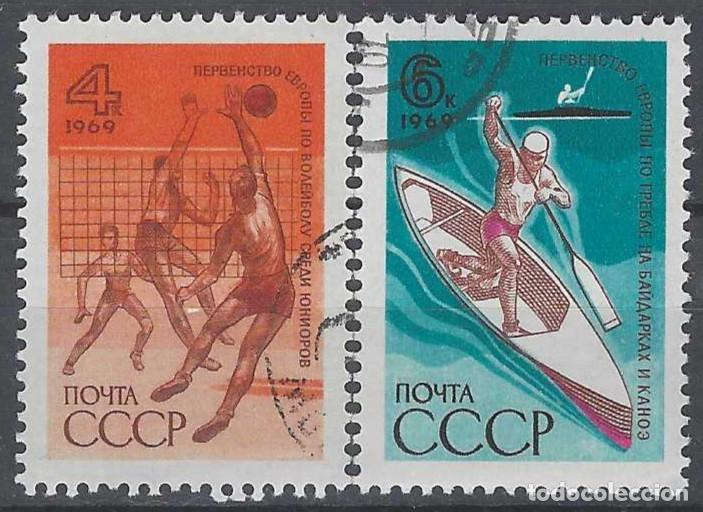 Sellos: UNI&Oacute;N SOVI&Eacute;TICA 1969 - ACONTECIMIENTOS DEPORTIVOS INTERNACIONAJES, S.COMPLETA - USADOS