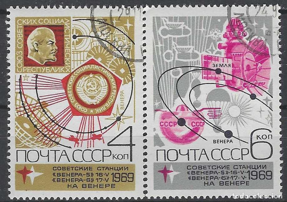 Sellos: UNI&Oacute;N SOVI&Eacute;TICA 1969 - EXPLORACI&Oacute;N ESPACIAL, SONDA VENUSIANA &rdquo;VENERA-V&rdquo;, S.COMPLETA - USADOS