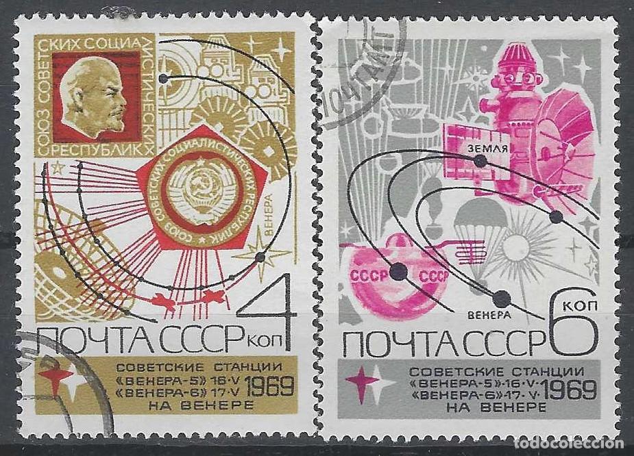 Sellos: UNI&Oacute;N SOVI&Eacute;TICA 1969 - EXPLORACI&Oacute;N ESPACIAL, SONDA VENUSIANA &rdquo;VENERA-V&rdquo;, S.COMPLETA - USADOS