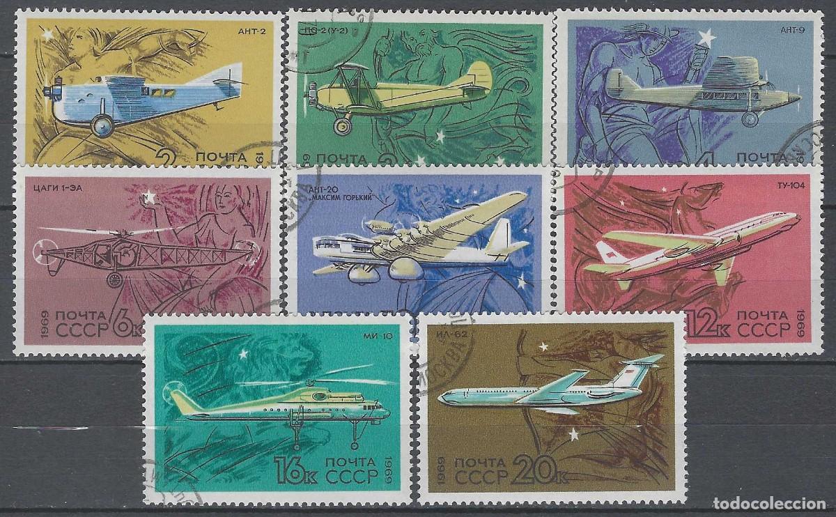 Sellos: UNI&Oacute;N SOVI&Eacute;TICA 1969 - DESARROLLO DE LA AVIACI&Oacute;N CIVIL SOVI&Eacute;TICA, S.COMPLETA - USADOS