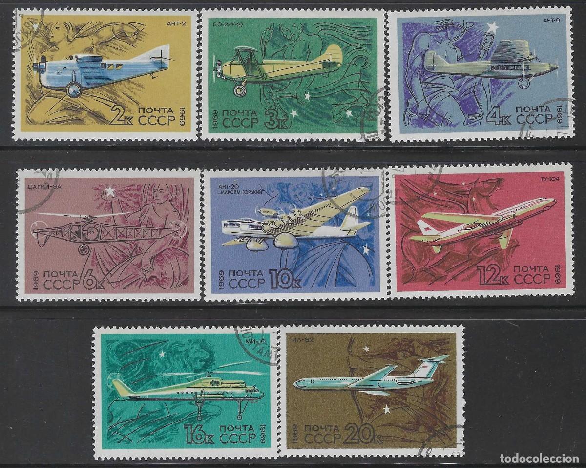 Sellos: UNI&Oacute;N SOVI&Eacute;TICA 1969 - DESARROLLO DE LA AVIACI&Oacute;N CIVIL SOVI&Eacute;TICA, S.COMPLETA - USADOS