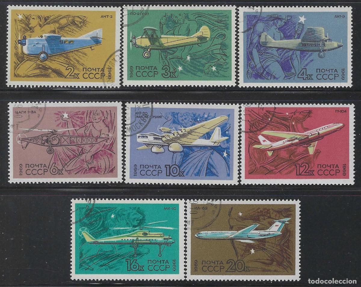 Sellos: UNI&Oacute;N SOVI&Eacute;TICA 1969 - DESARROLLO DE LA AVIACI&Oacute;N CIVIL SOVI&Eacute;TICA, S.COMPLETA - USADOS