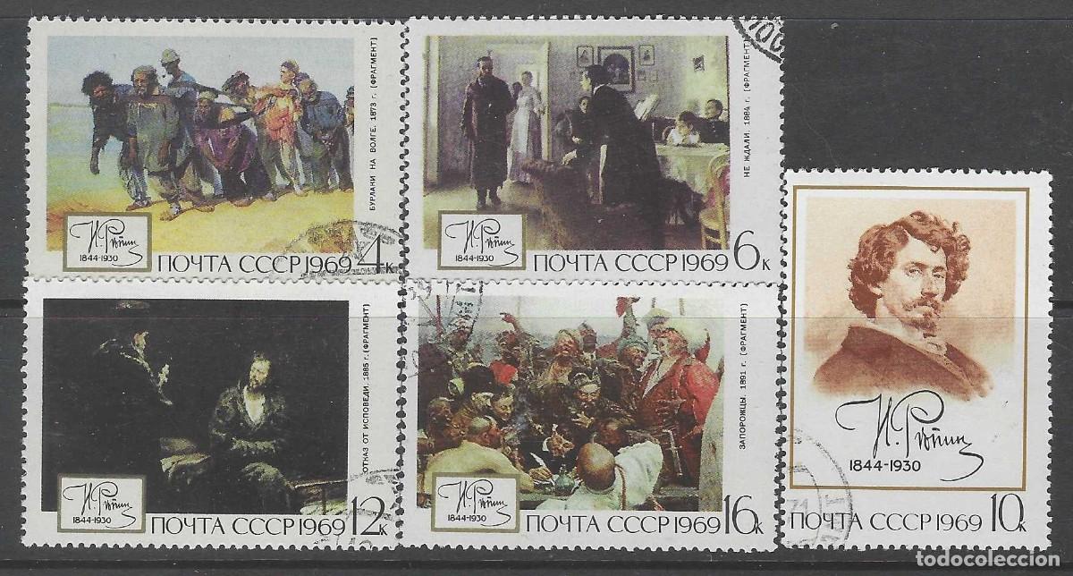 Sellos: UNI&Oacute;N SOVI&Eacute;TICA 1969 - PINTURAS, 125&ordm; ANIV. DEL NACIMIENTO DE I.E. REPIN, S.COMPLETA - USADOS