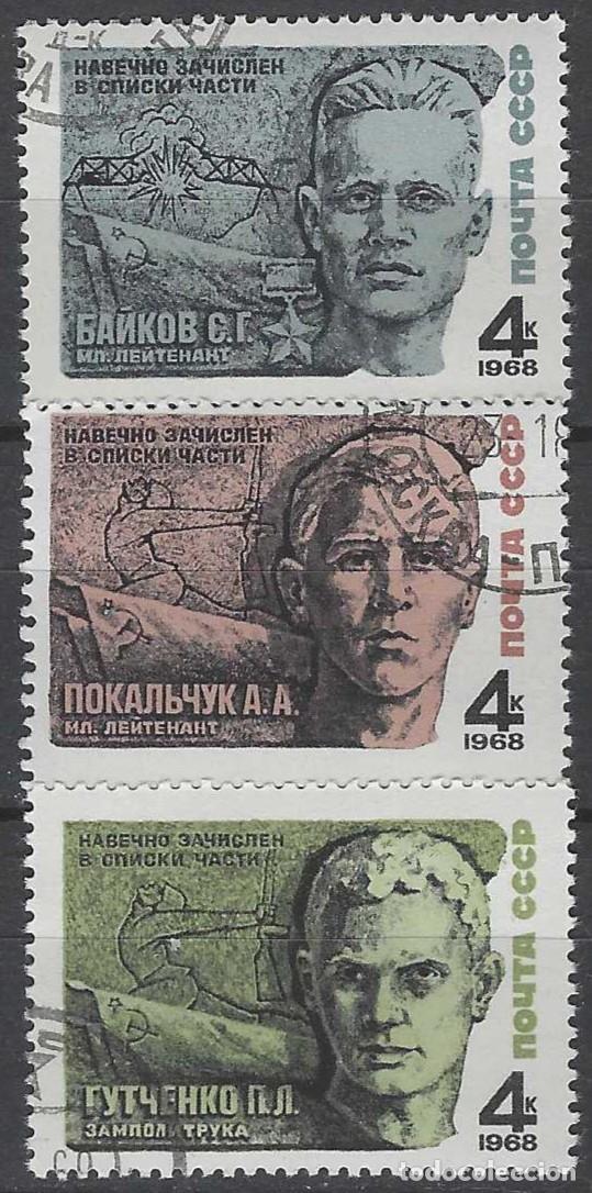 Sellos: UNI&Oacute;N SOVI&Eacute;TICA 1968 - H&Eacute;ROES DE LA 2&ordf; GUERRA MUNDIAL, S.COMPLETA - USADOS