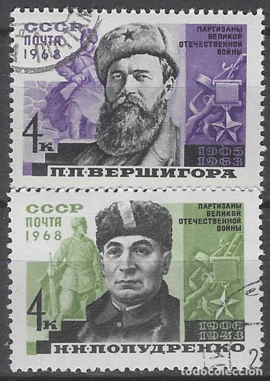 Sellos: UNI&Oacute;N SOVI&Eacute;TICA 1968 - PARTISANOS DE LA 2&ordf; GUERRA MUNDIAL, S.COMPLETA - USADOS