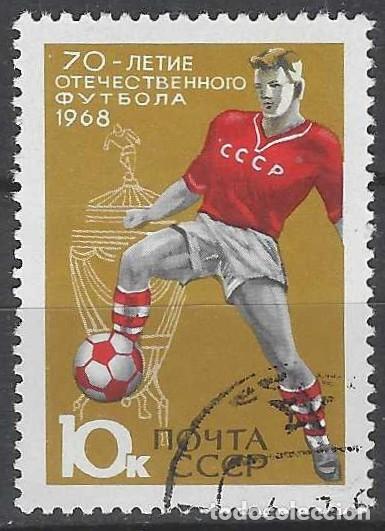 Sellos: UNI&Oacute;N SOVI&Eacute;TICA 1968 - 70&ordm; ANIV. DE LA FEDERACI&Oacute;N DE F&Uacute;TBOL - USADO