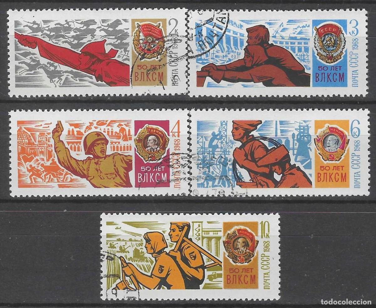 Sellos: UNI&Oacute;N SOVI&Eacute;TICA 1968 - 50&ordm; ANIV. DEL KOMSOMOL, S.COMPLETA - USADOS