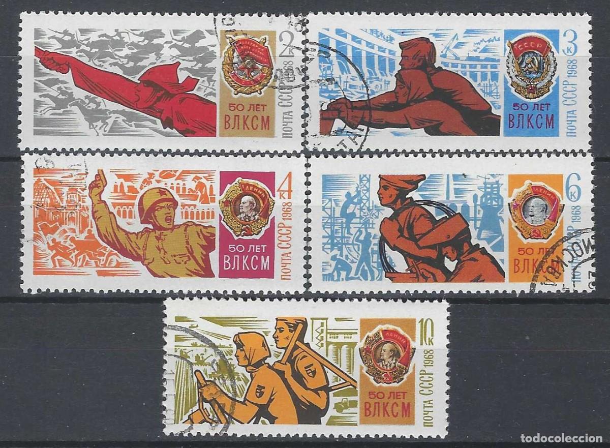 Sellos: UNI&Oacute;N SOVI&Eacute;TICA 1968 - 50&ordm; ANIV. DEL KOMSOMOL, S.COMPLETA - USADOS