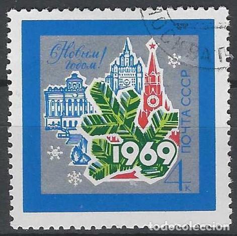 Sellos: UNI&Oacute;N SOVI&Eacute;TICA 1968 - A&Ntilde;O NUEVO - USADO