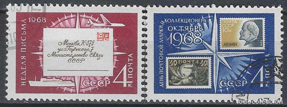 Sellos: UNI&Oacute;N SOVI&Eacute;TICA 1968 - SEMANA INTERNACIONAL DE LA CARTA ESCRITA, S.COMPLETA - USADOS