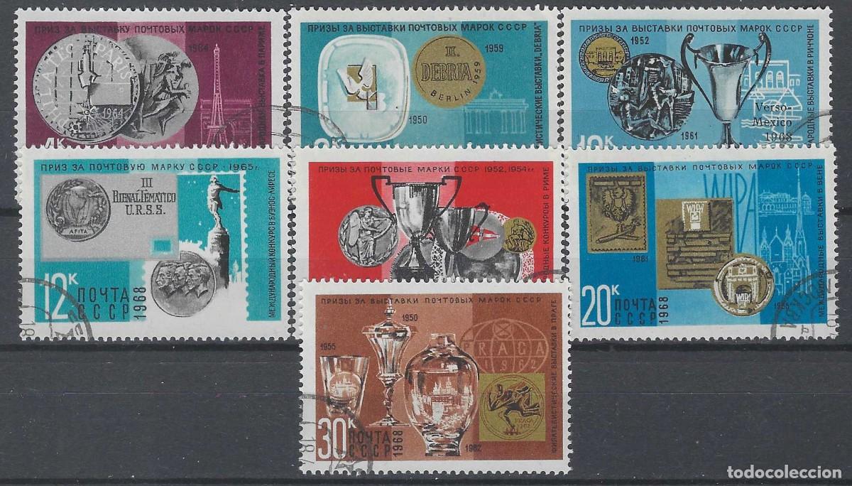 Sellos: UNI&Oacute;N SOVI&Eacute;TICA 1968 - PREMIOS DE EXPOSICIONES FILAT&Eacute;LICAS INTERNACIONALES, S.COMPLETA - USADOS