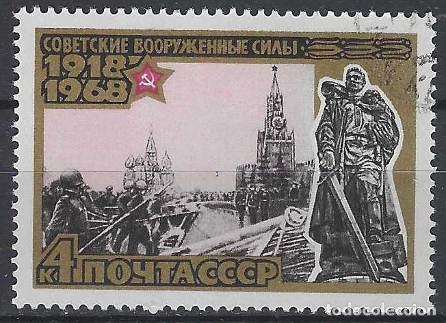 Sellos: UNI&Oacute;N SOVI&Eacute;TICA 1968 - 50&ordm; ANIV. DE LAS FUERZAS ARMADAS, DESFILE DE LA VICTORIA - USADO