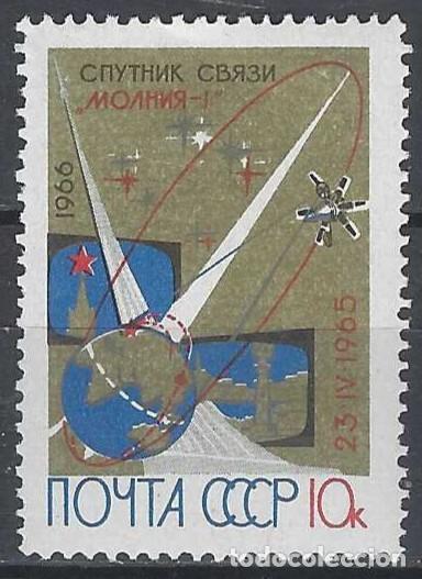 Sellos: UNI&Oacute;N SOVI&Eacute;TICA 1966 - SAT&Eacute;LITE DE COMUNICACIONES &rdquo;MOLNIYA-1&rdquo; - MNH**