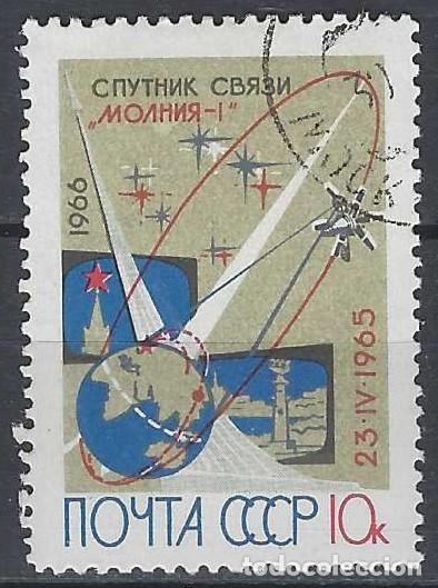 Sellos: UNI&Oacute;N SOVI&Eacute;TICA 1966 - SAT&Eacute;LITE DE COMUNICACIONES &rdquo;MOLNIYA-1&rdquo; - USADO