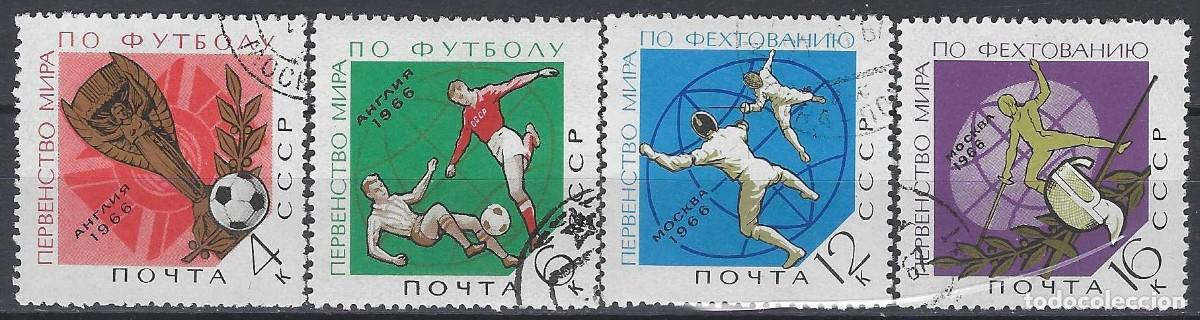 Sellos: UNI&Oacute;N SOVI&Eacute;TICA 1966 - CAMPEONATO MUNDIAL DE F&Uacute;TBOL GRAN BRETA&Ntilde;A Y DE ESGRIMA, S.COMPLETA - USADOS