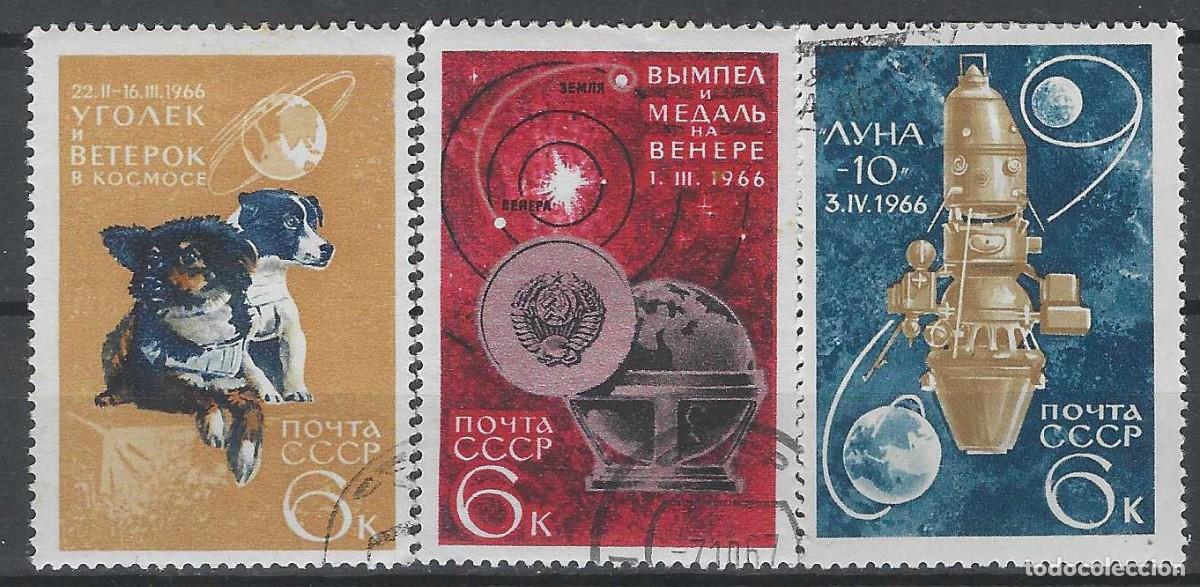 Sellos: UNI&Oacute;N SOVI&Eacute;TICA 1966 - LOGROS ESPACIALES, S.COMPLETA - USADOS