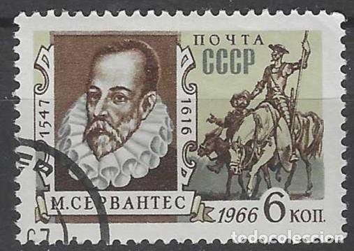 Sellos: UNI&Oacute;N SOVI&Eacute;TICA 1966 - 350&ordm; ANIV. DEL NACIMIENTO DE MIGUEL DE CERVANTES - USADO