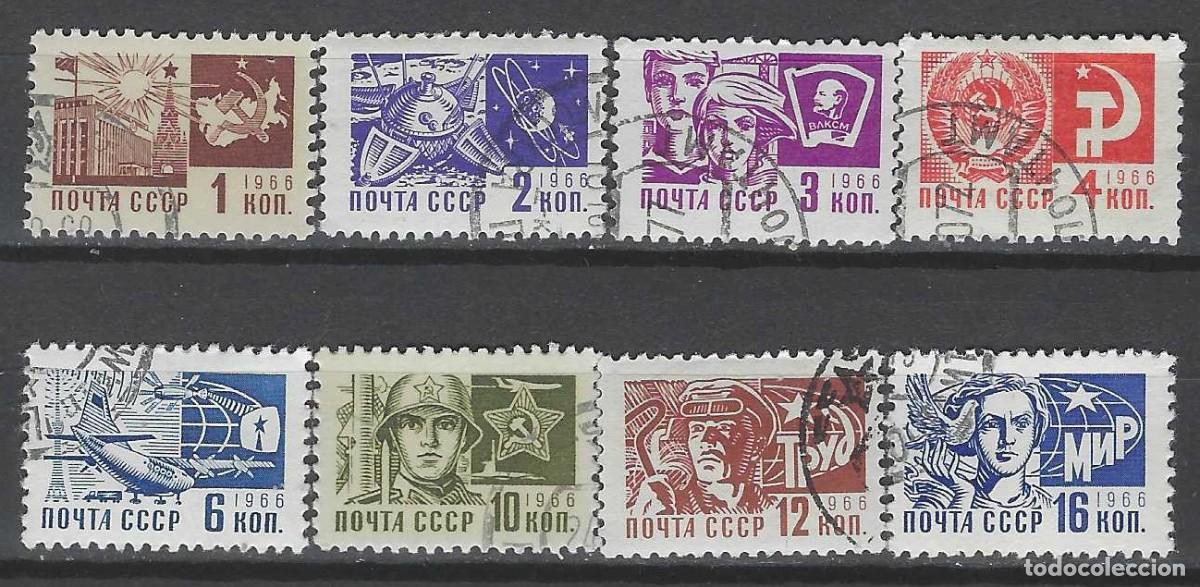 Sellos: UNI&Oacute;N SOVI&Eacute;TICA 1966 - SERIE B&Aacute;SICA, TAMA&Ntilde;O PEQUE&Ntilde;O, S.COMPLETA - USADOS