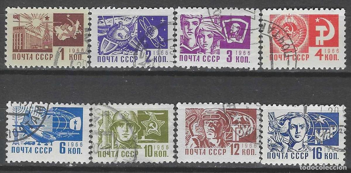 Sellos: UNI&Oacute;N SOVI&Eacute;TICA 1966 - SERIE B&Aacute;SICA, TAMA&Ntilde;O PEQUE&Ntilde;O, S.COMPLETA - USADOS