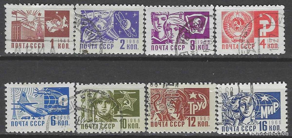 Sellos: UNI&Oacute;N SOVI&Eacute;TICA 1966 - SERIE B&Aacute;SICA, TAMA&Ntilde;O PEQUE&Ntilde;O, S.COMPLETA - USADOS