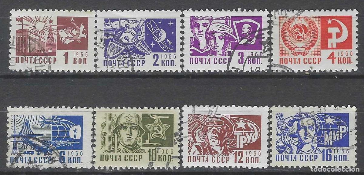 Sellos: UNI&Oacute;N SOVI&Eacute;TICA 1966 - SERIE B&Aacute;SICA, TAMA&Ntilde;O PEQUE&Ntilde;O, S.COMPLETA - USADOS